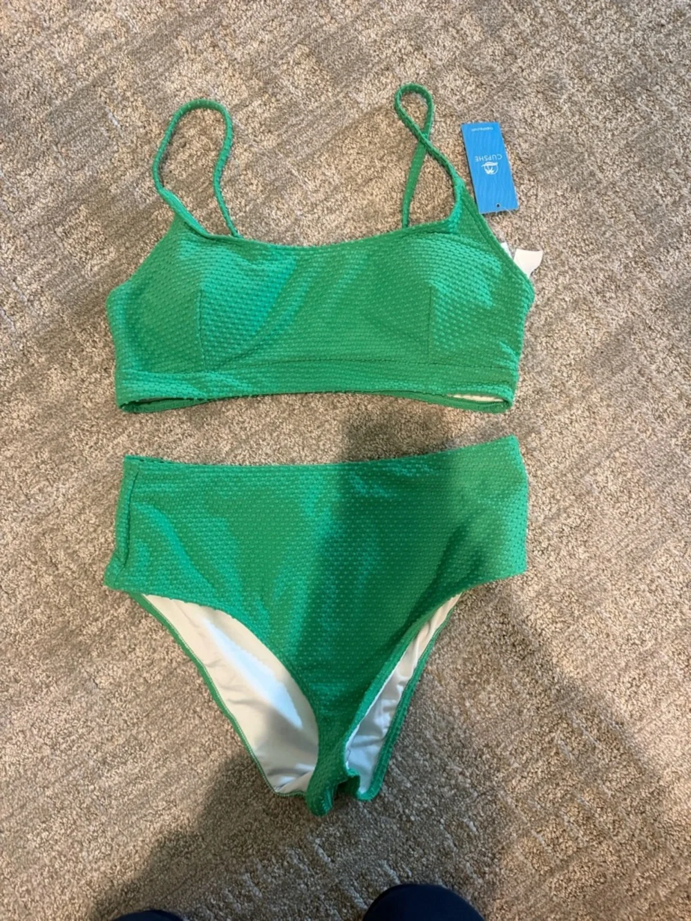 Cupshe Textured Bralette & High Waist Bikini Set - Picture 1 of 5